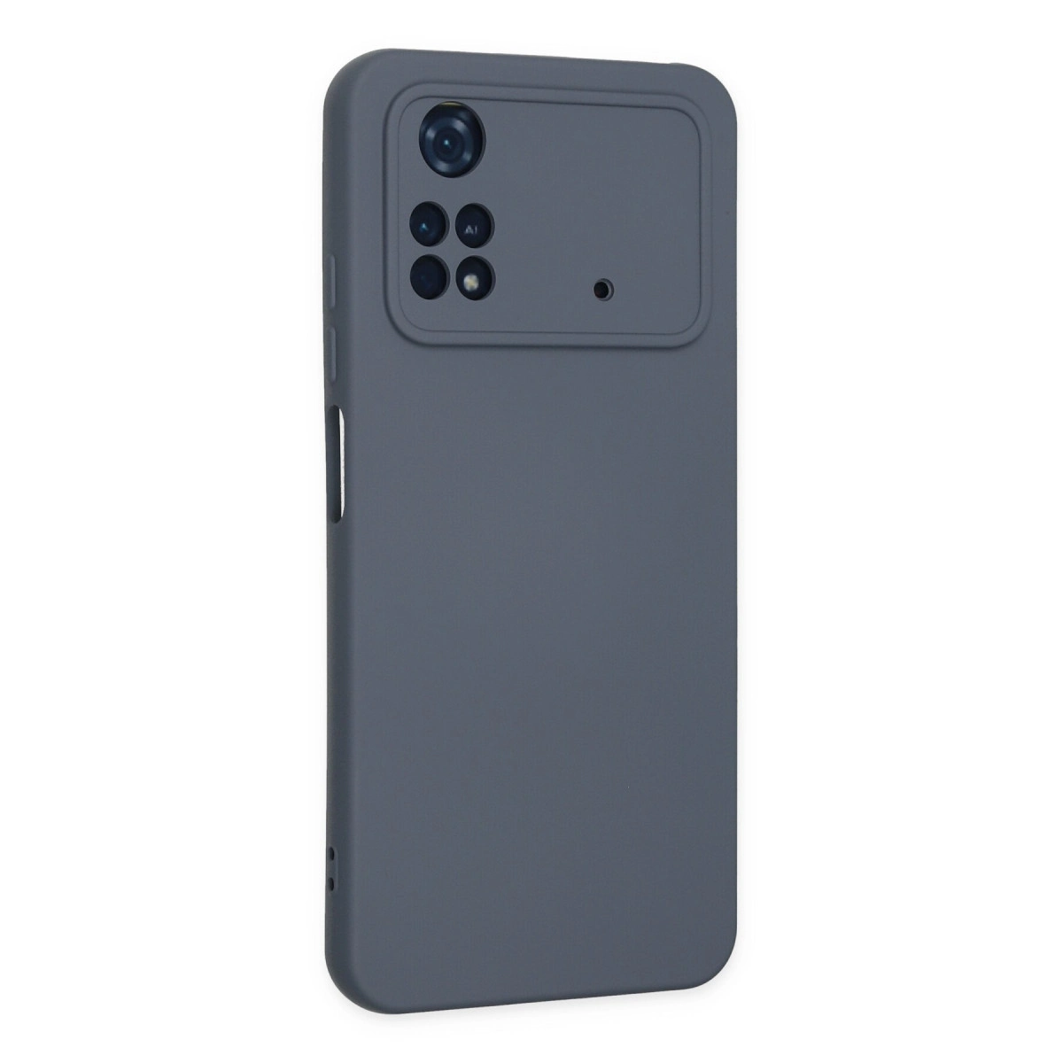 Arkada kamera modülü olan gri telefon kılıfı.