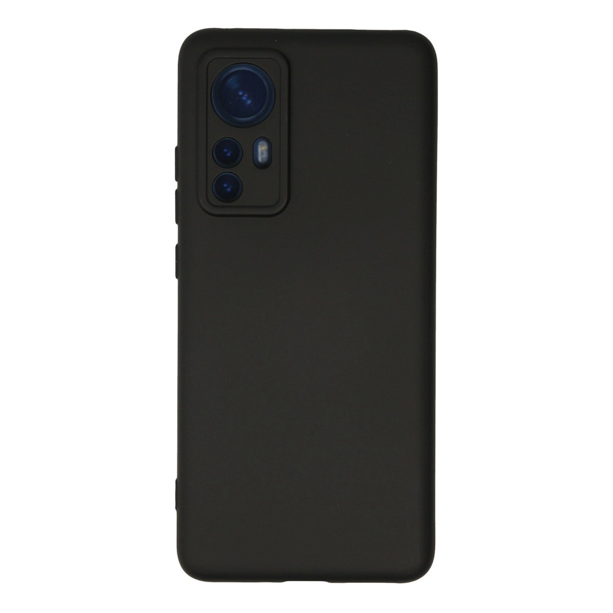 Arkada üçlü kamera lensli siyah telefon kılıfı.