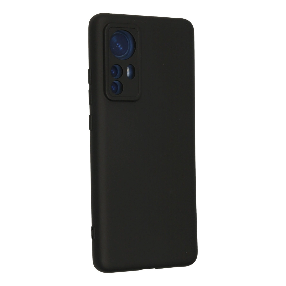 Bir kamera lensi ve iki küçük lense sahip siyah telefon kılıfı.