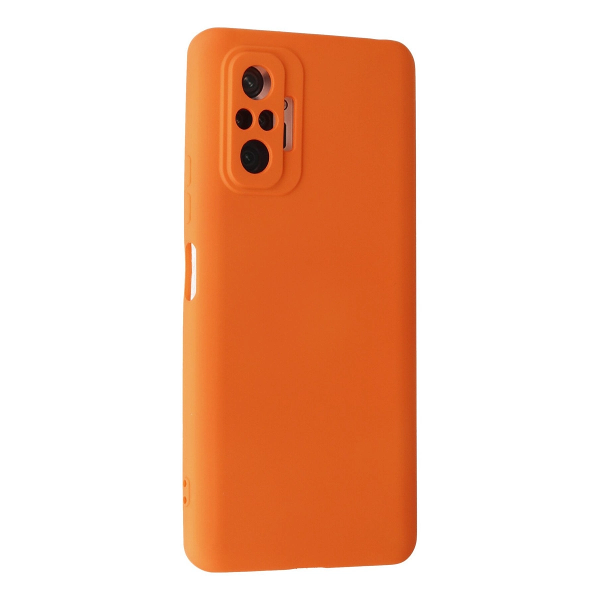 Beyaz arka plan üzerinde kamera kesimli turuncu telefon kılıfı.