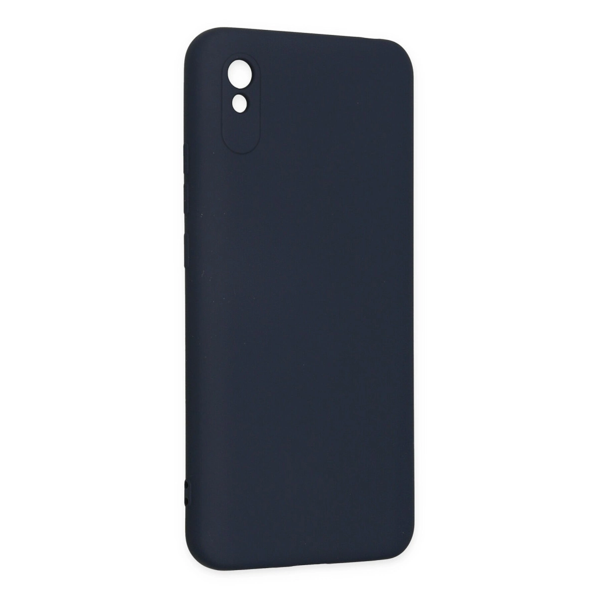 Arkada iki kamera deliği bulunan lacivert telefon kılıfı.