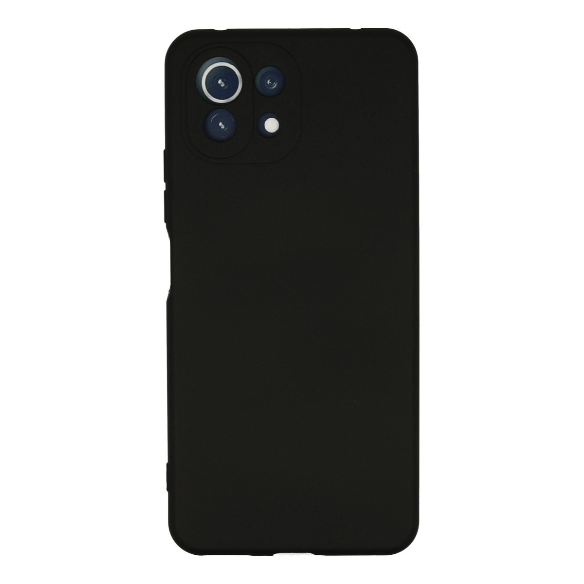 Sol üstte kamera modülü bulunan siyah telefon kılıfı.