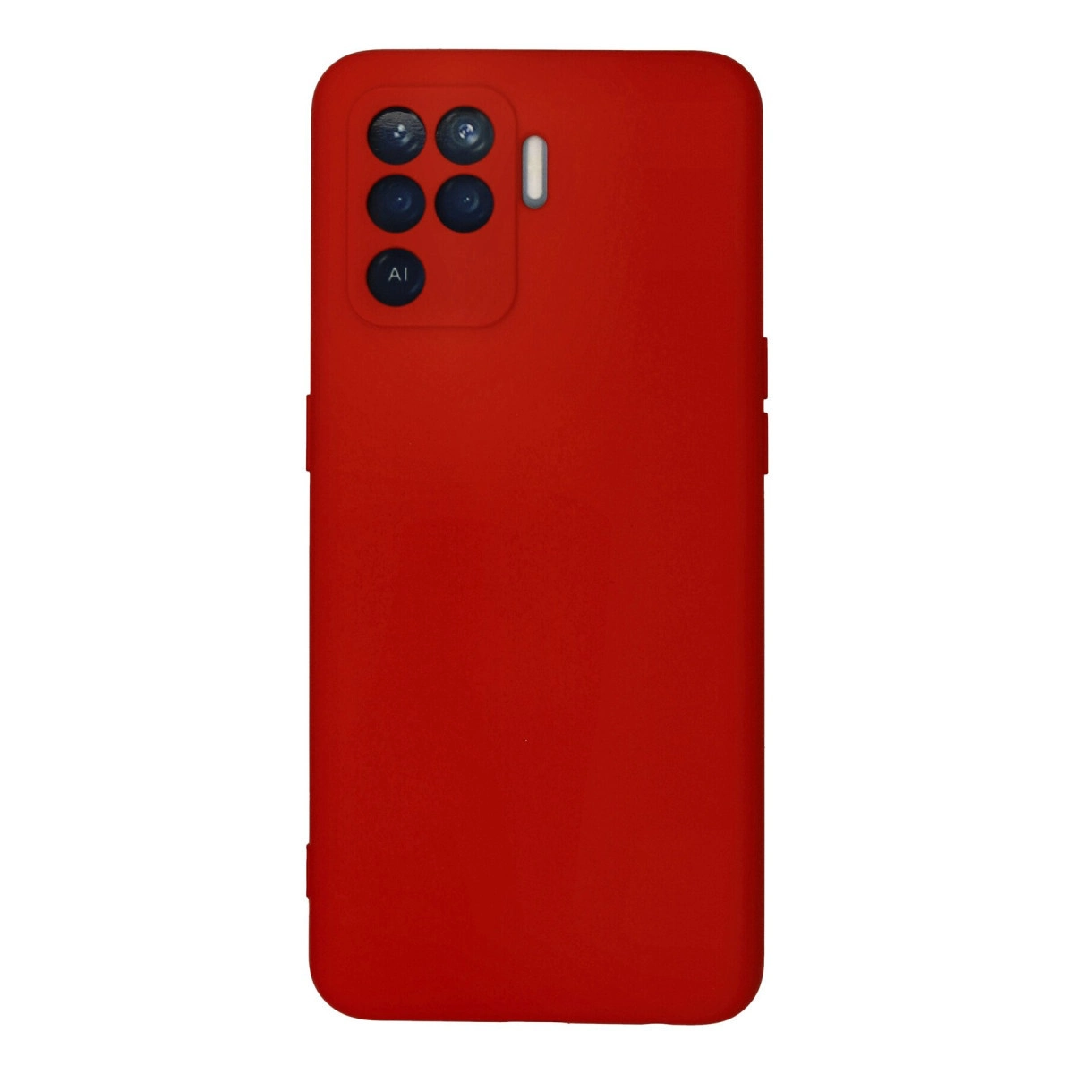 Dört kameralı ve yapay zeka etiketli kırmızı telefon kılıfı.