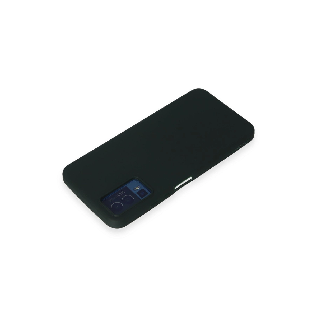 Beyaz arka plan üzerinde siyah telefon kılıfı, kamera kesiği görünüyor.