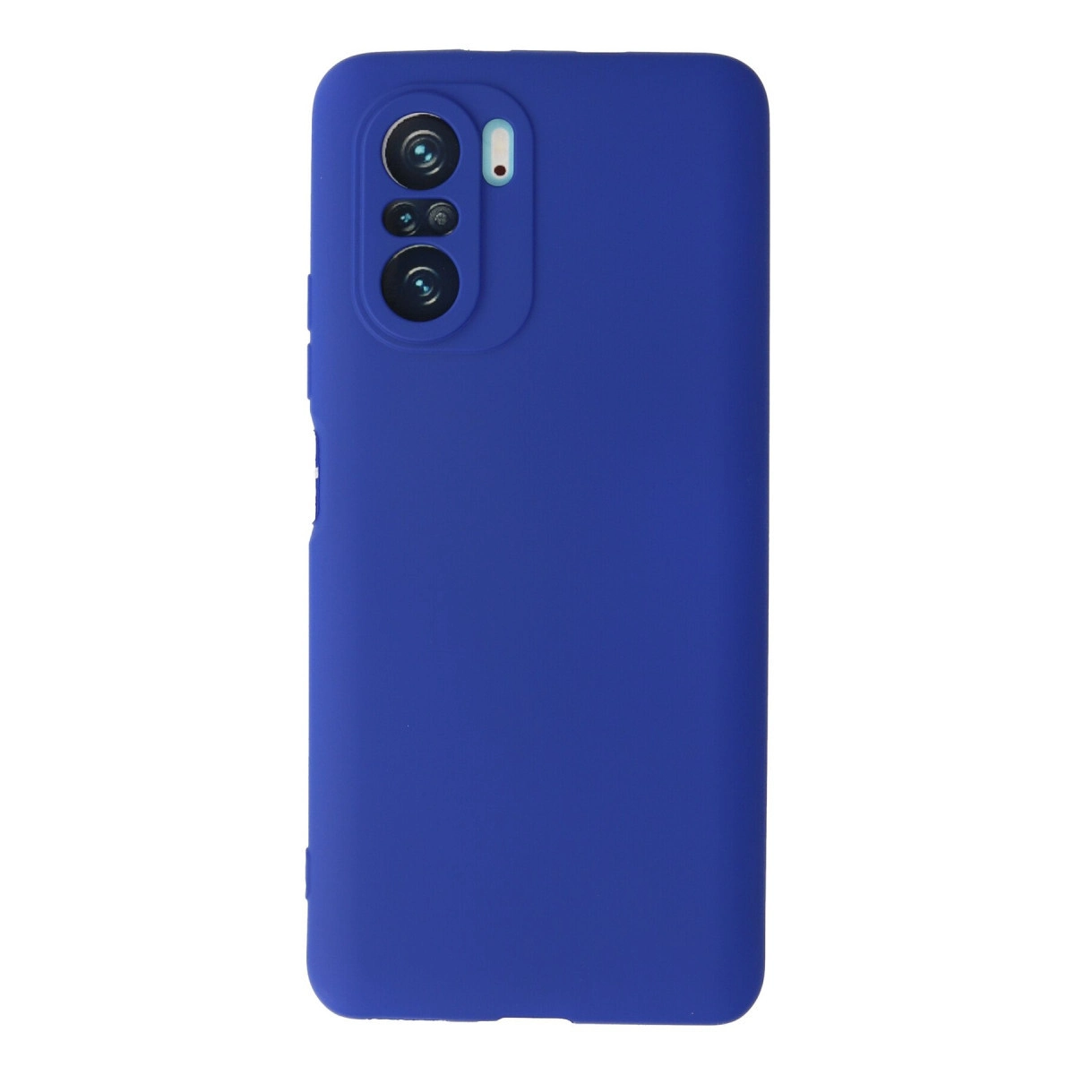Üç lensli kamera kesimli mavi telefon kılıfı.