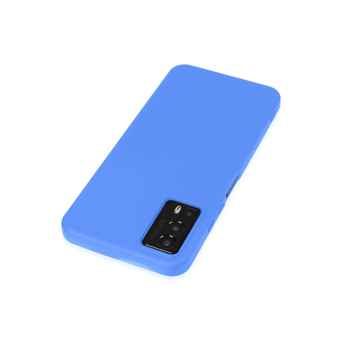 Arkada kamerası olan mavi bir telefon kılıfı.