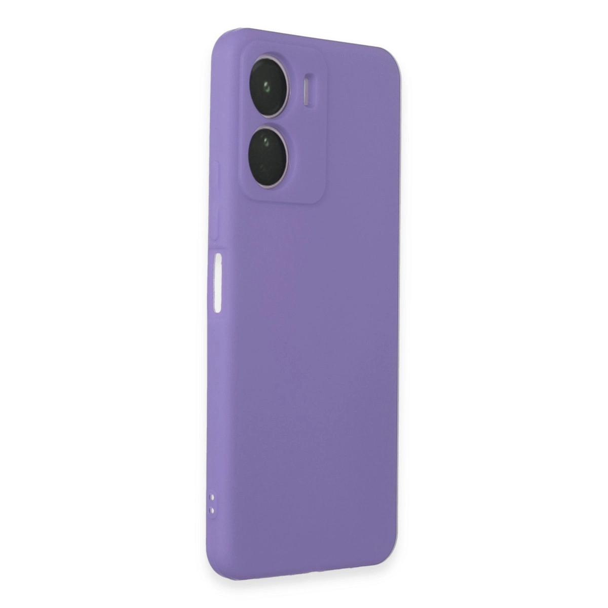 İki kamera lensi ve flaşlı mor telefon kılıfı.