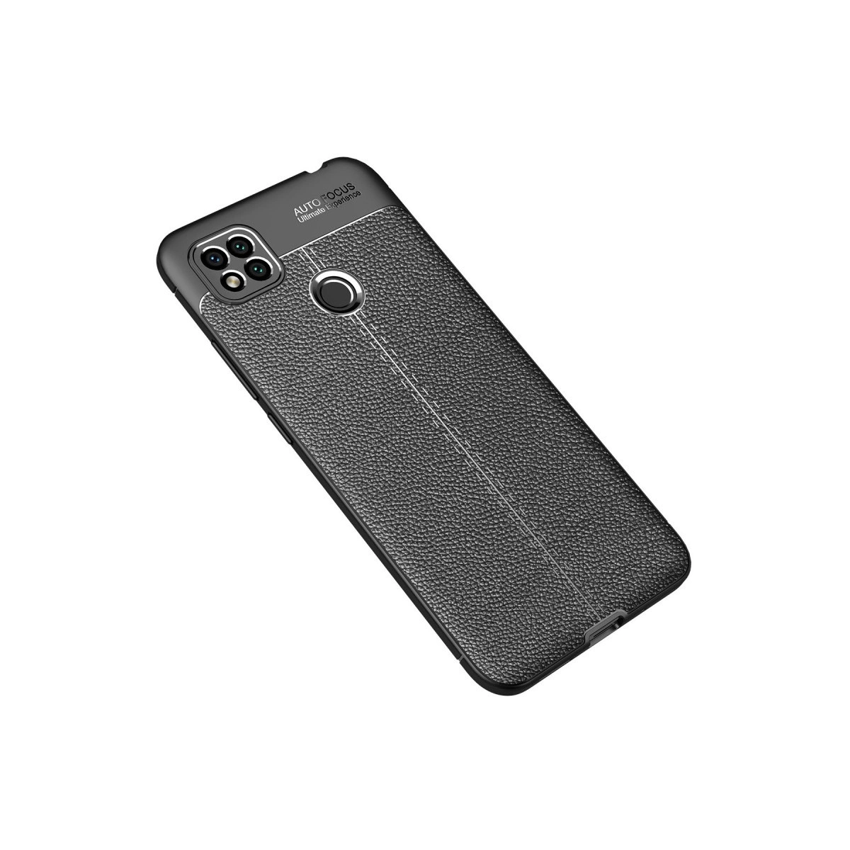 Dört arka kameraya sahip siyah dokulu telefon kılıfı.