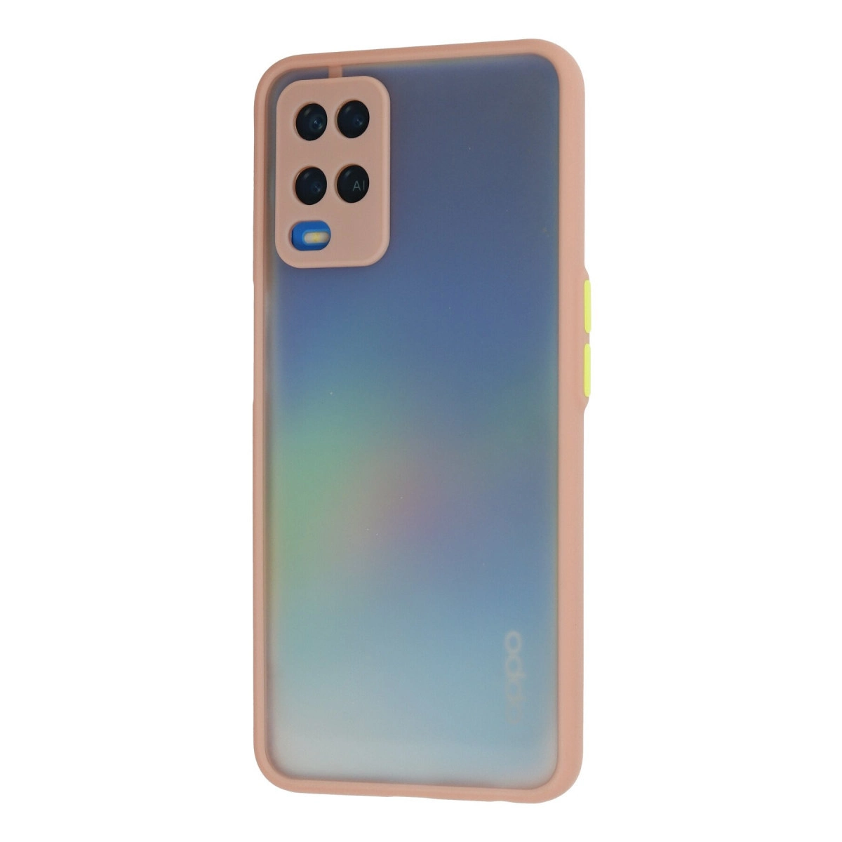 Arkada dört kamerası olan pembe telefon kılıfı.