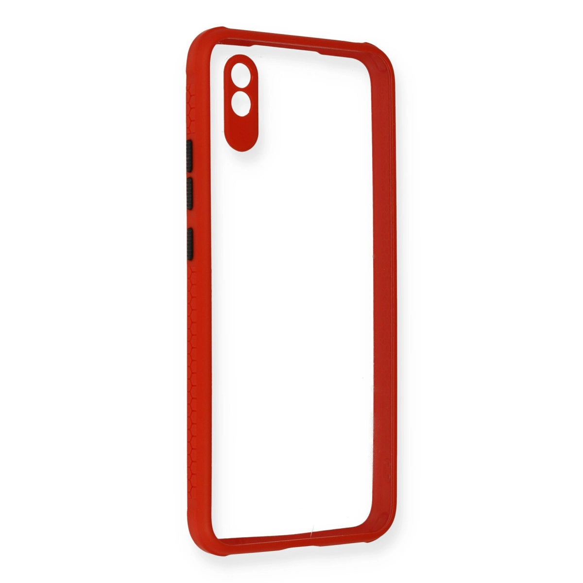 NEWFACE Xiaomi Redmi 9A Uyumlu Miami Şeffaf Silikon Telefon Kılıfı Kırmızı