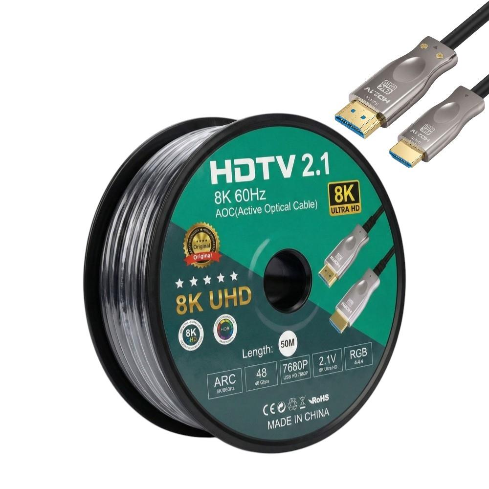 FULLY 50 metre 8K 60Hz ARC Fiber Optik 2.1v 7680x4320 HDMI Kablo Çok Renkli