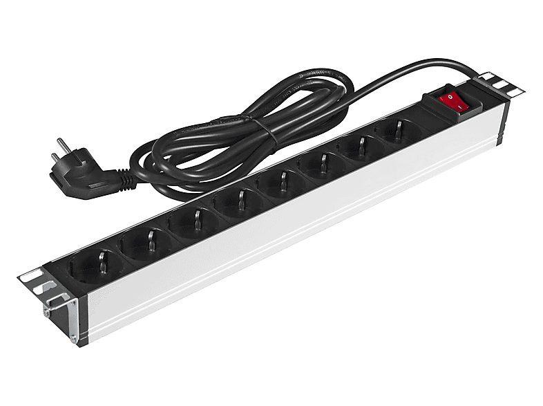 LANDE 19" Kabinet İçin 8’li Elektrik Prizi – Alüminyum Gövde Elektrik Prizi Siyah