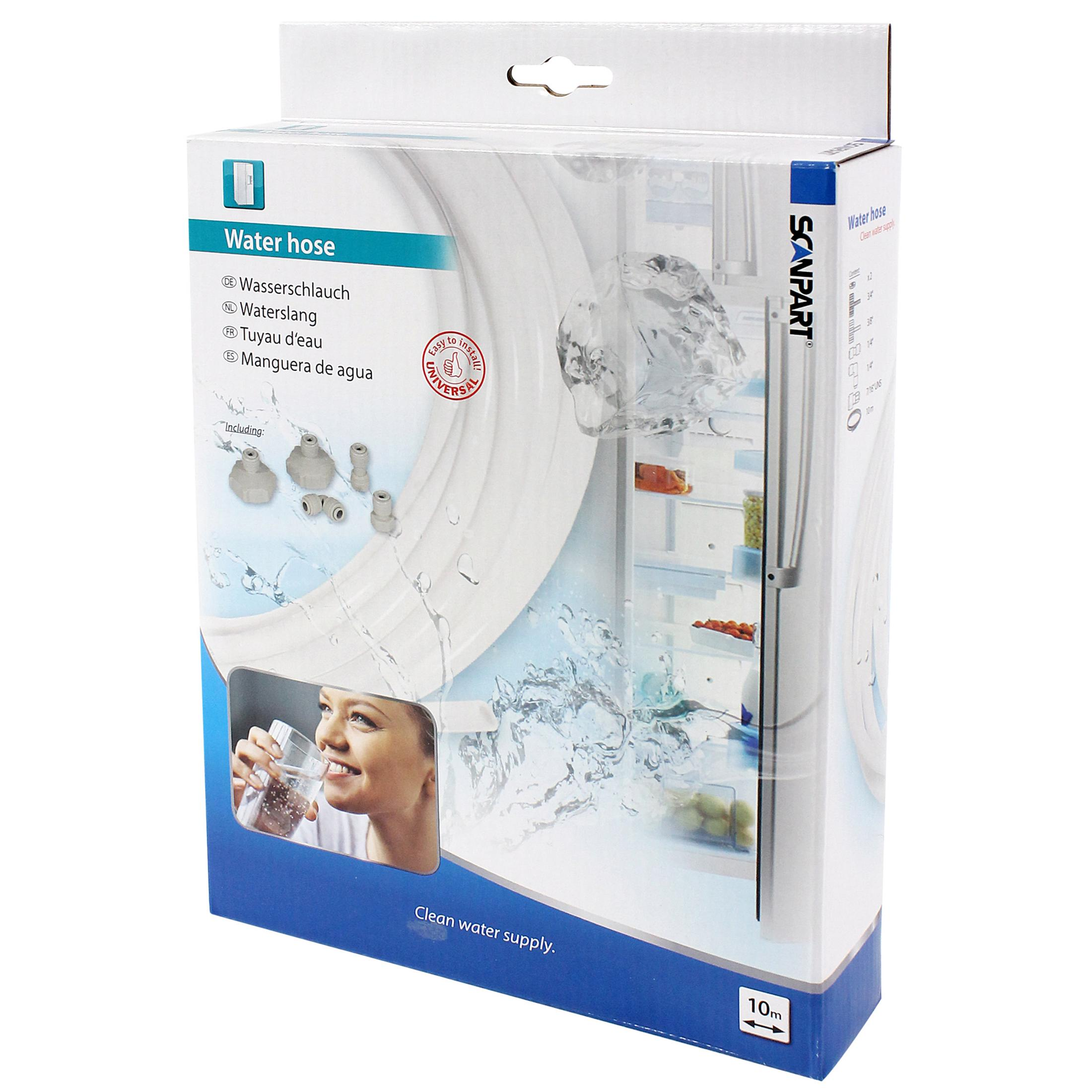 Opakowanie węża wodnego pokazujące kobietę pijącą wodę.