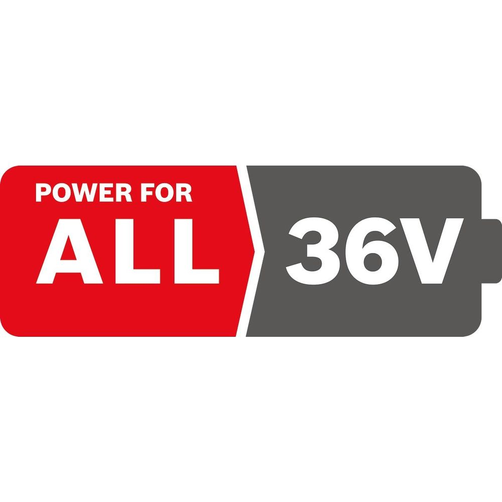 Logo mit "POWER FOR ALL 36V" in Rot und Grau.