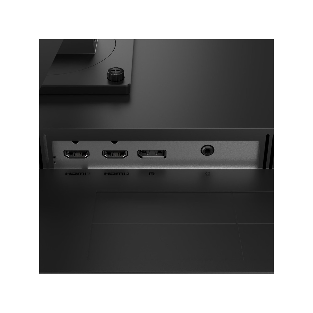 İki HDMI bağlantı noktasına sahip siyah monitörün bağlantı paneli.