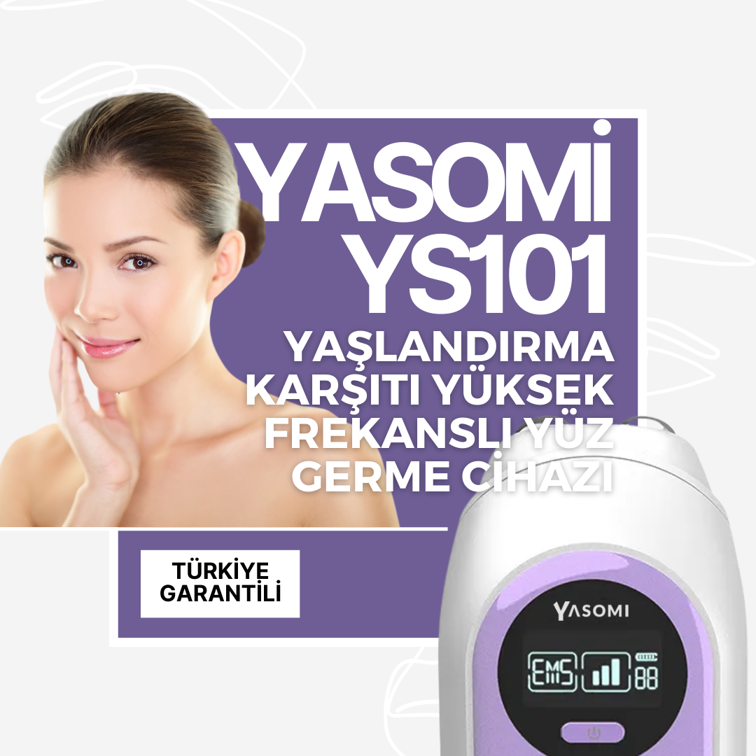 Genç kadın, YASOMI YS101 yaşlanma karşıtı yüz germe cihazı, Türkiye garantili.