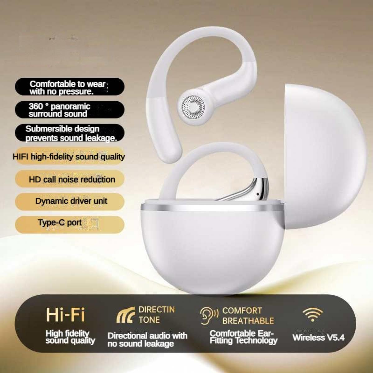 Weiße kabellose Ohrhörer mit Ladecase, Hi-Fi-Sound, geräuschunterdrückend.