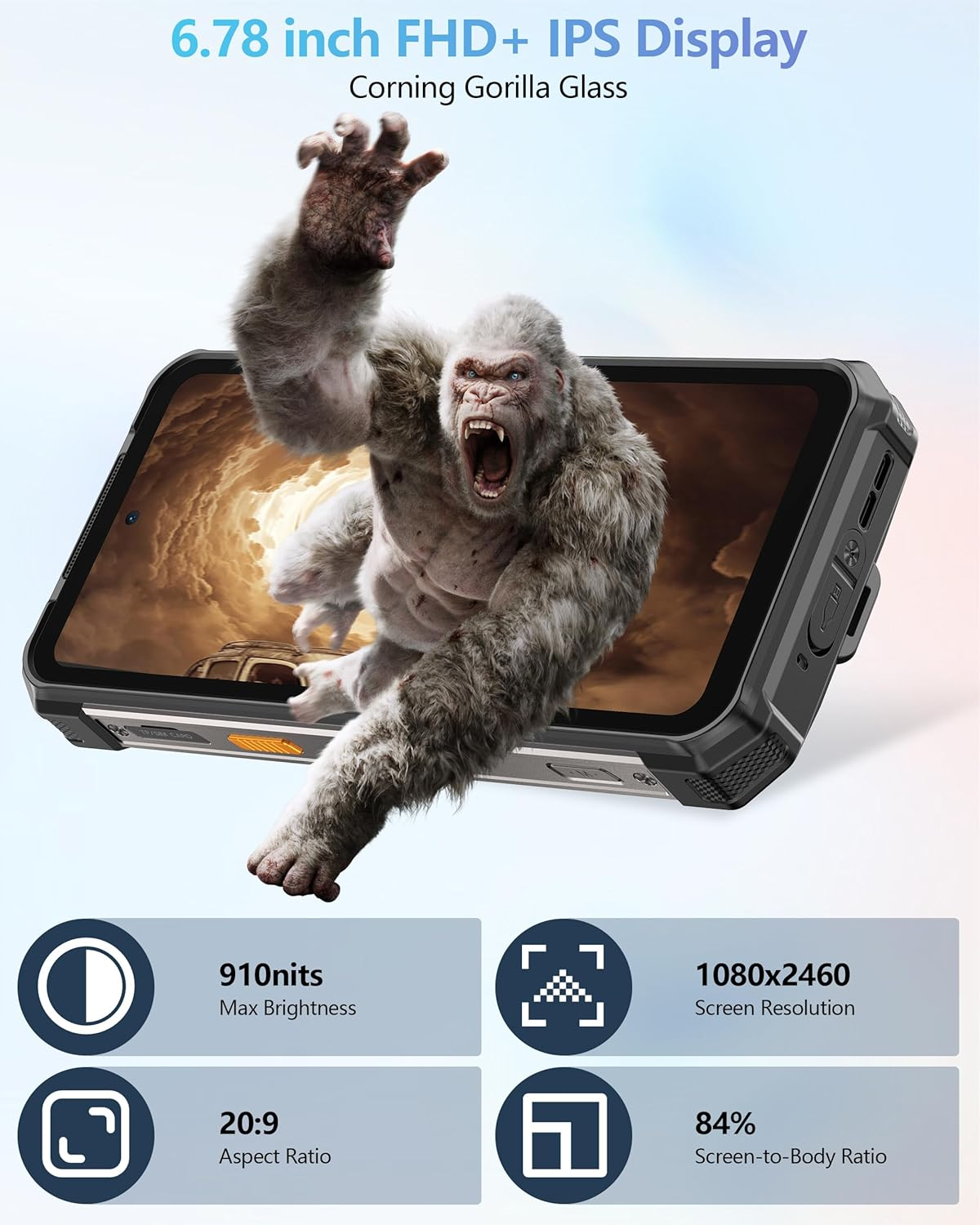 Gorilla-Grafik auf einem Smartphone-Display mit Gorilla-Grafik auf einem Smartphone-Display.