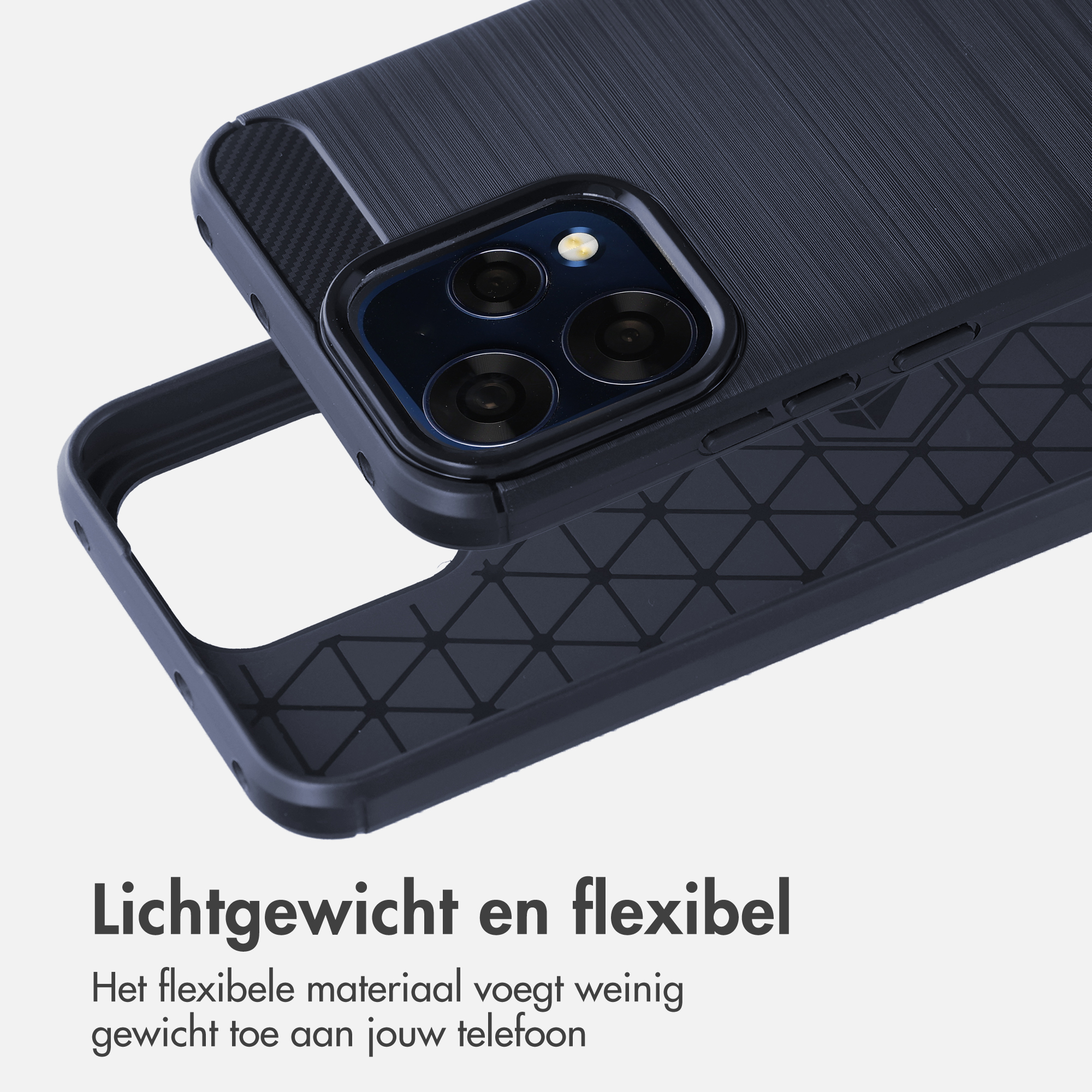 Coque de téléphone noire avec protection caméra et côté motif.