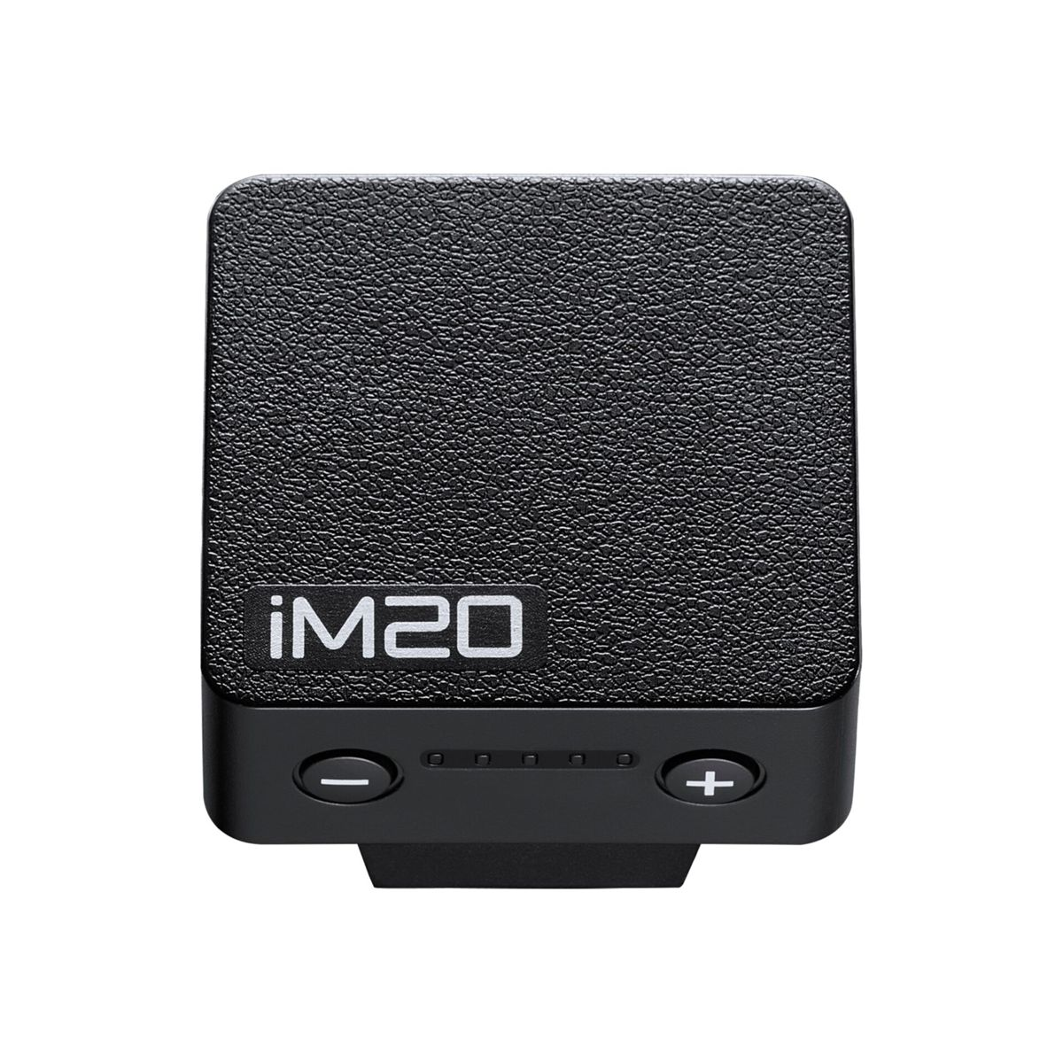 Black object with "IM20" text, minus and plus buttons.