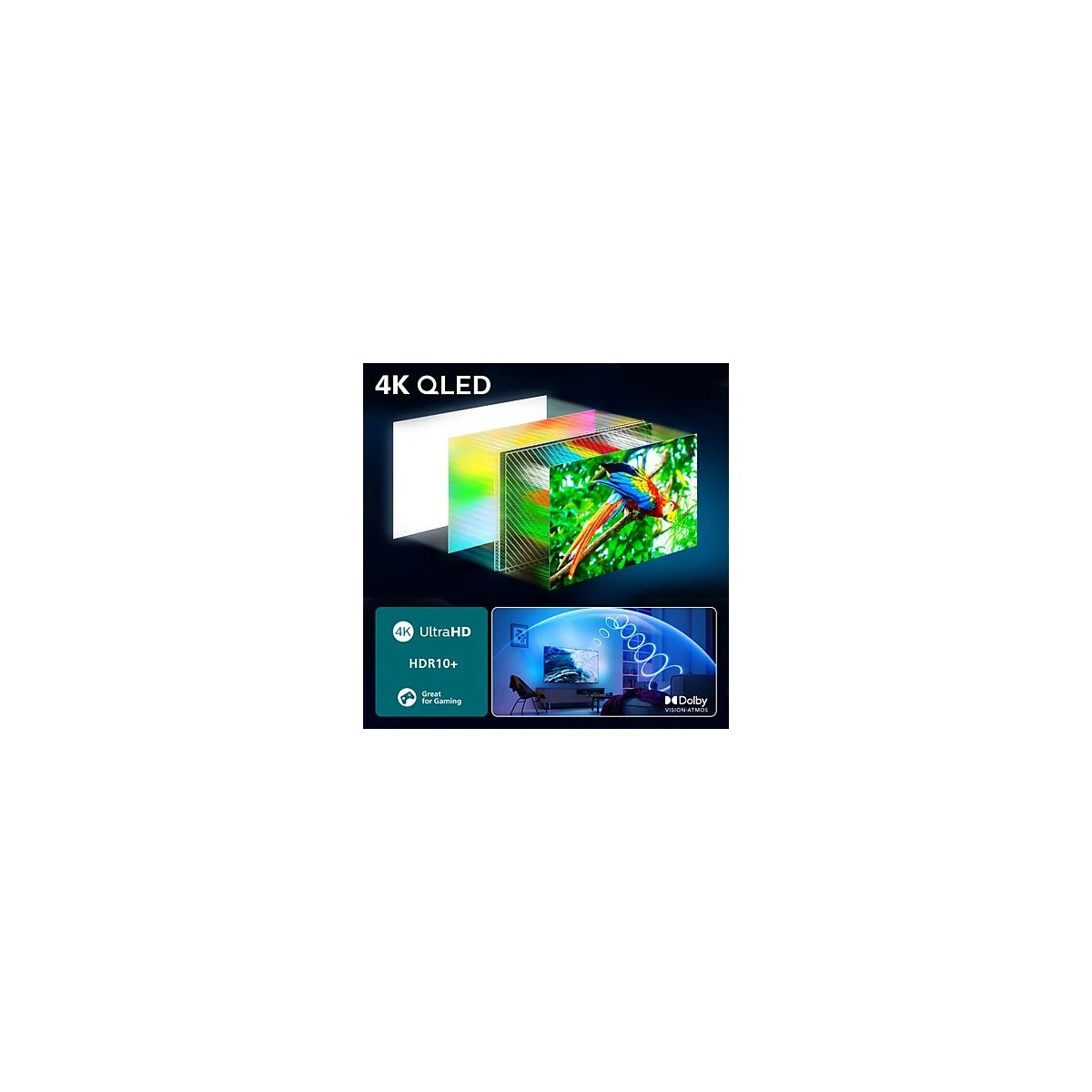 Detaylı ekran çıkışlı ve oyun avantajlı 4K QLED TV.