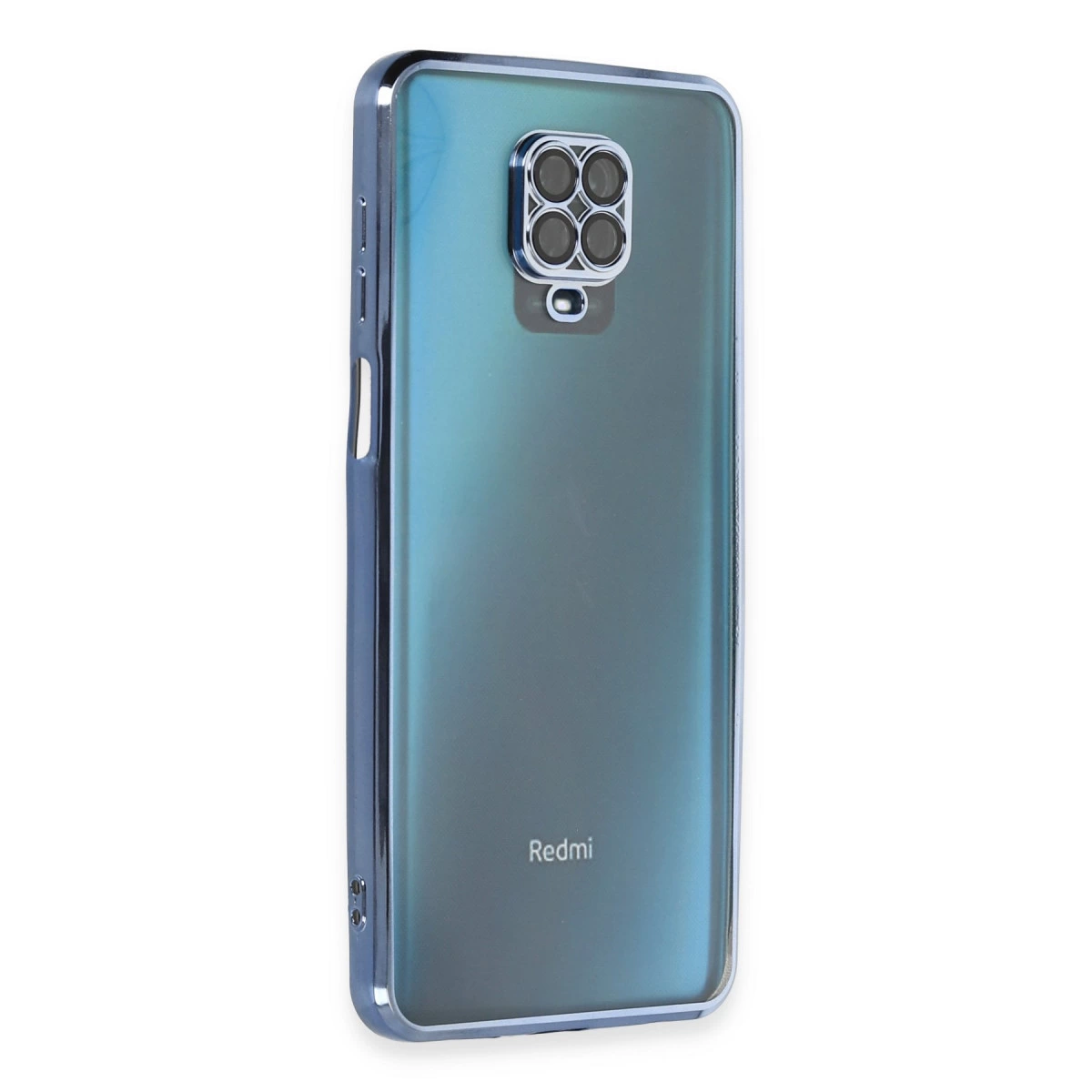 NEWFACE Xiaomi Redmi Note 9 Pro Uyumlu Kamera Korumalı Lensli Silikon Telefon Kılıfı Açık Mavi