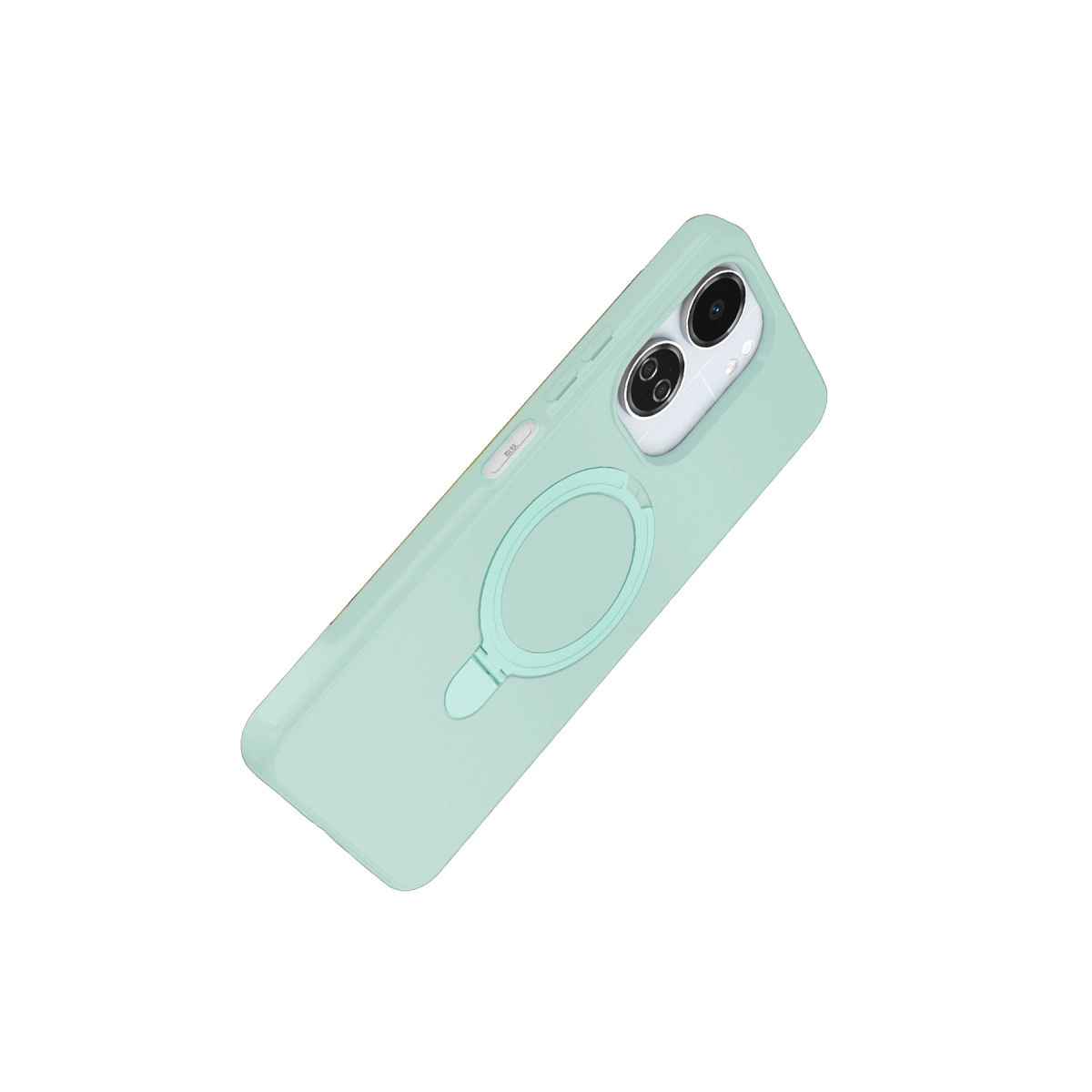 Halka tutuculu ve kamera kesimli açık yeşil telefon kılıfı gösteriliyor.