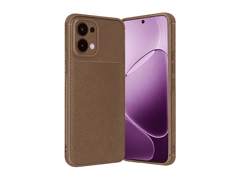 NEWFACE Oppo A6 Pro 4G Uyumlu Auto Focus Karbon Kapak Telefon Kılıfı Kahverengi