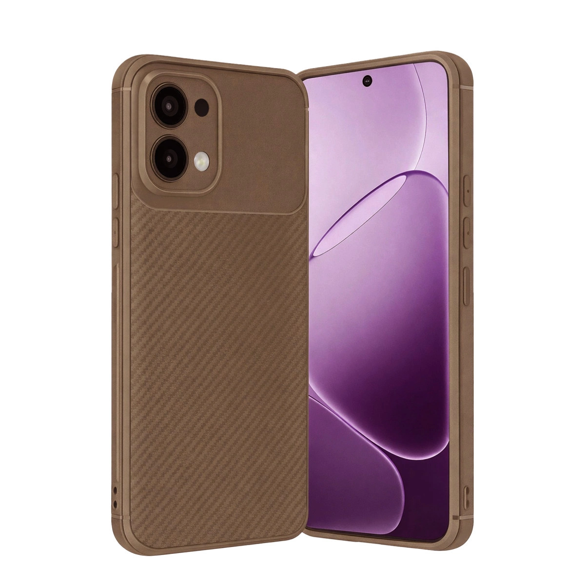 NEWFACE Oppo A6 Pro 4G Uyumlu Auto Focus Karbon Kapak Telefon Kılıfı Kahverengi