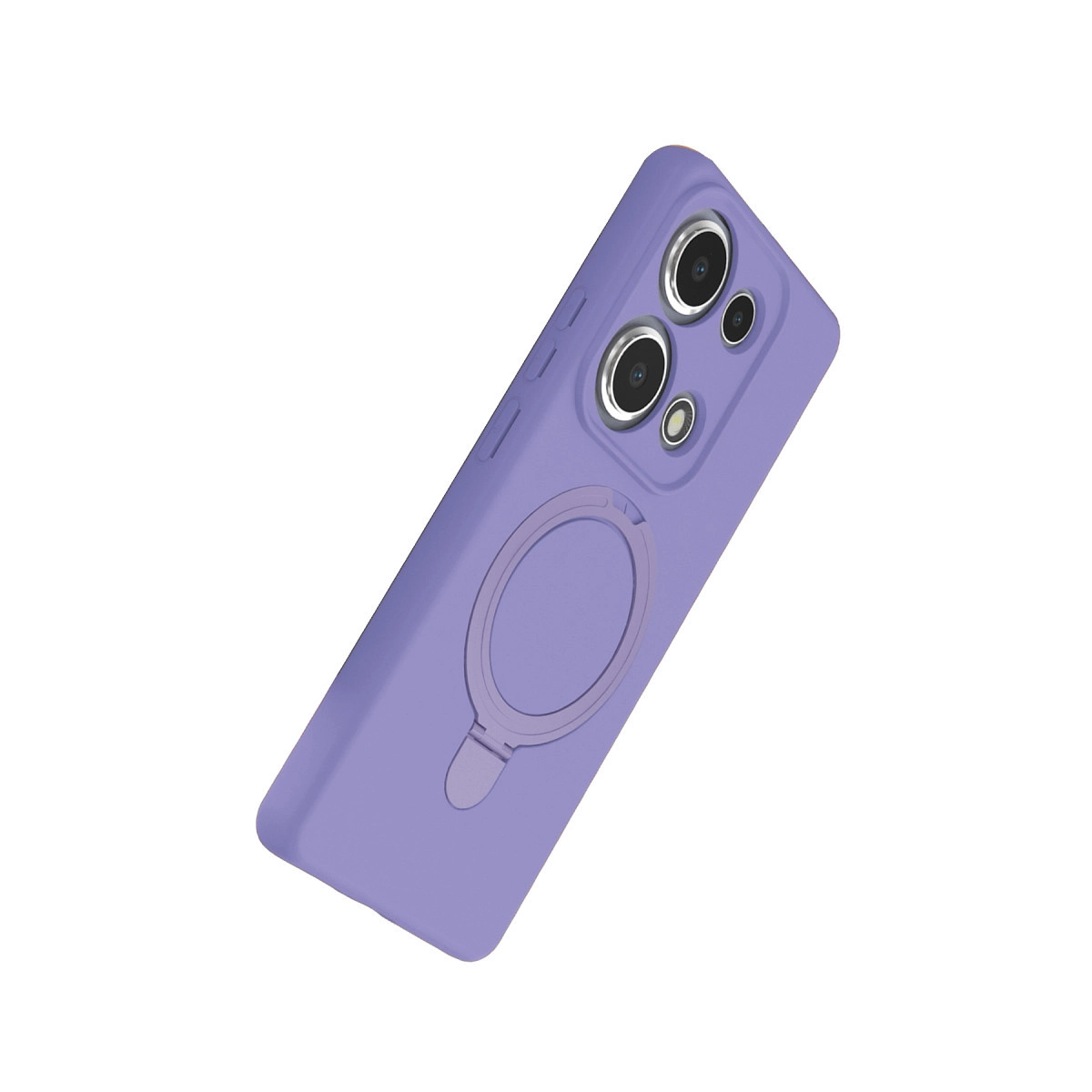 Halka tutuculu ve kamera kesimli mor telefon kılıfı.