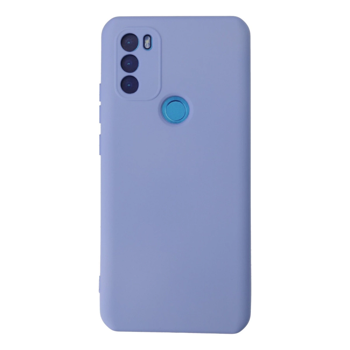 Kamera modülü ve parmak izi sensörlü lavanta rengi telefon kılıfı.