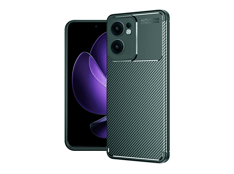 NEWFACE Oppo Reno 13F Uyumlu Auto Focus Karbon Kapak Telefon Kılıfı Koyu Yeşil