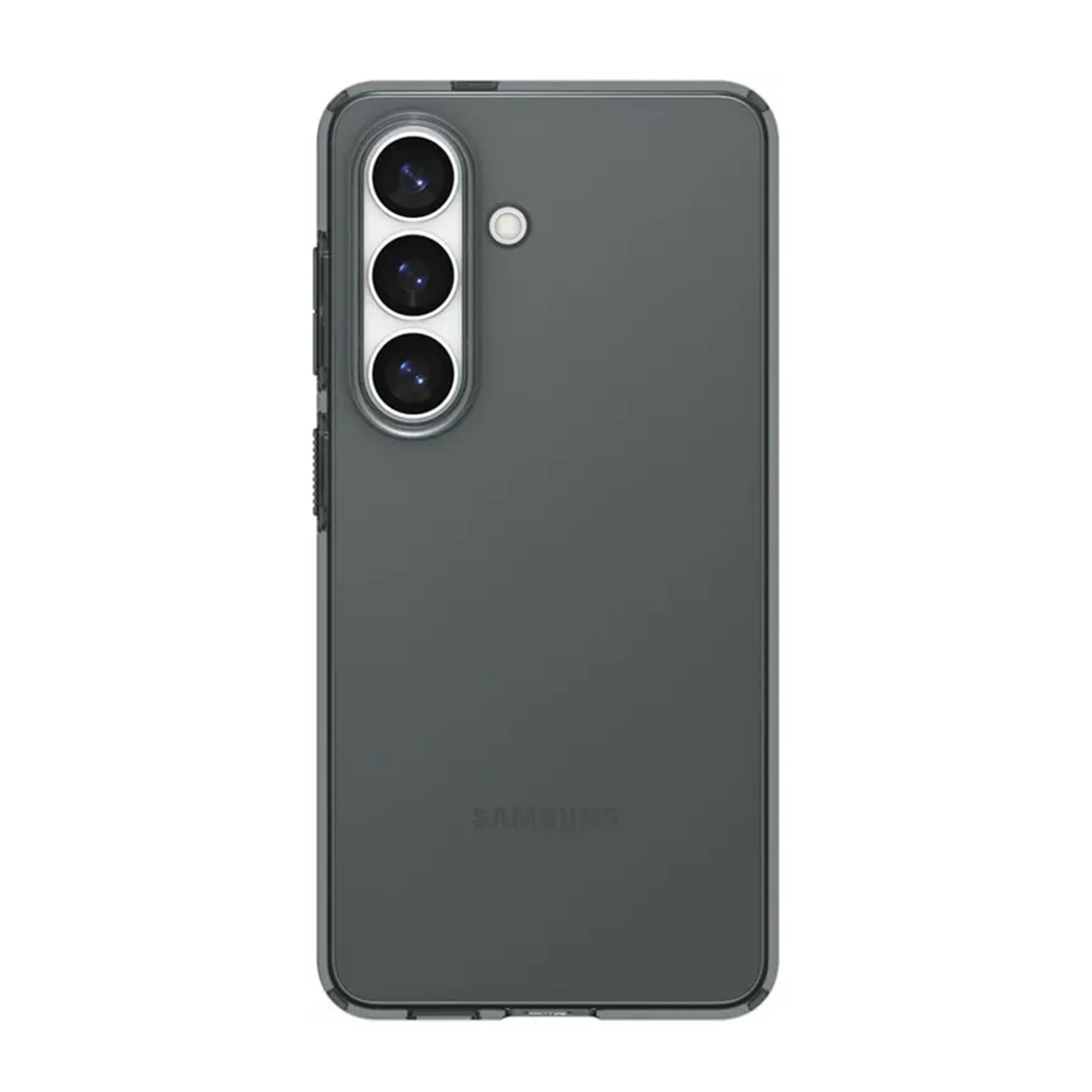 Arrière d'un smartphone gris avec trois caméras et logo Samsung.