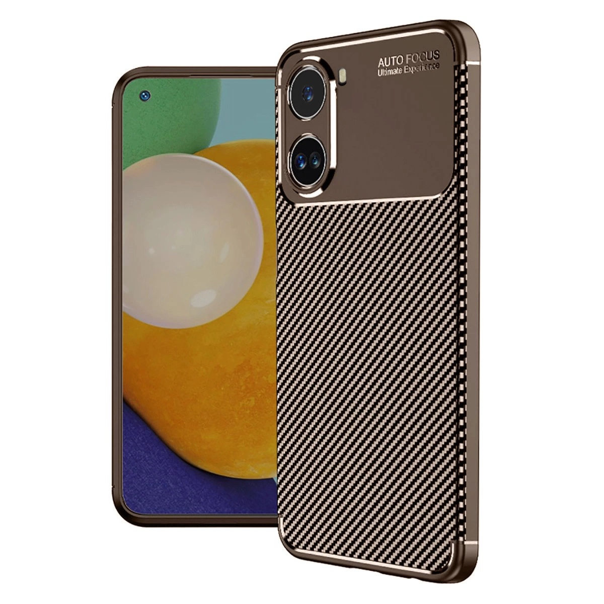 NEWFACE Xiaomi Poco X7 Pro Uyumlu Auto Focus Karbon Kapak Telefon Kılıfı Kahverengi