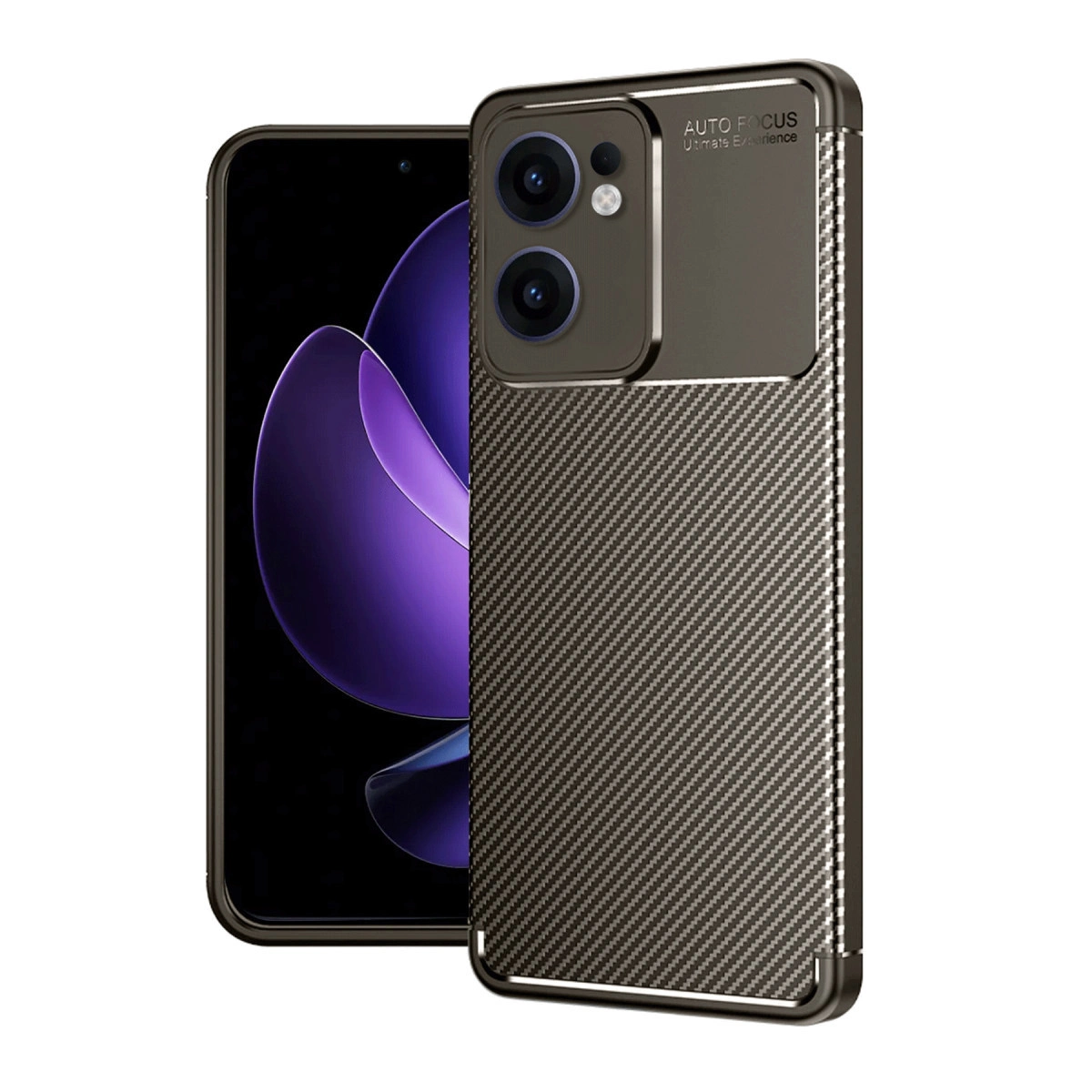 Karbon fiber kılıflı ve belirgin kameralı bir akıllı telefon.