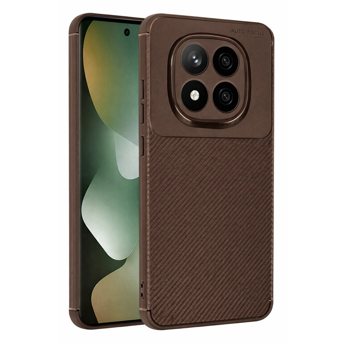 NEWFACE Xiaomi Redmi Note 15 Pro 4G Uyumlu Auto Focus Karbon Kapak Telefon Kılıfı Kahverengi