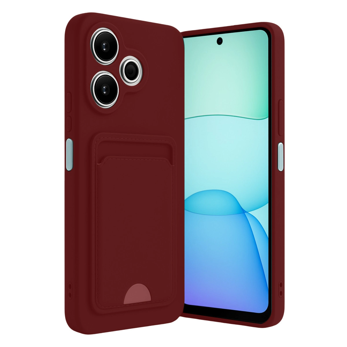 NEWFACE Xiaomi Redmi 13 4G Uyumlu Kelvin Kartvizitli Silikon Telefon Kılıfı Bordo