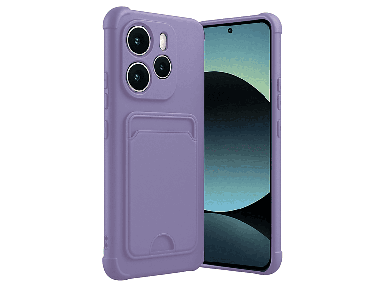 NEWFACE Xiaomi Redmi Note 14 4G Uyumlu Kelvin Kartvizitli Silikon Telefon Kılıfı Lila