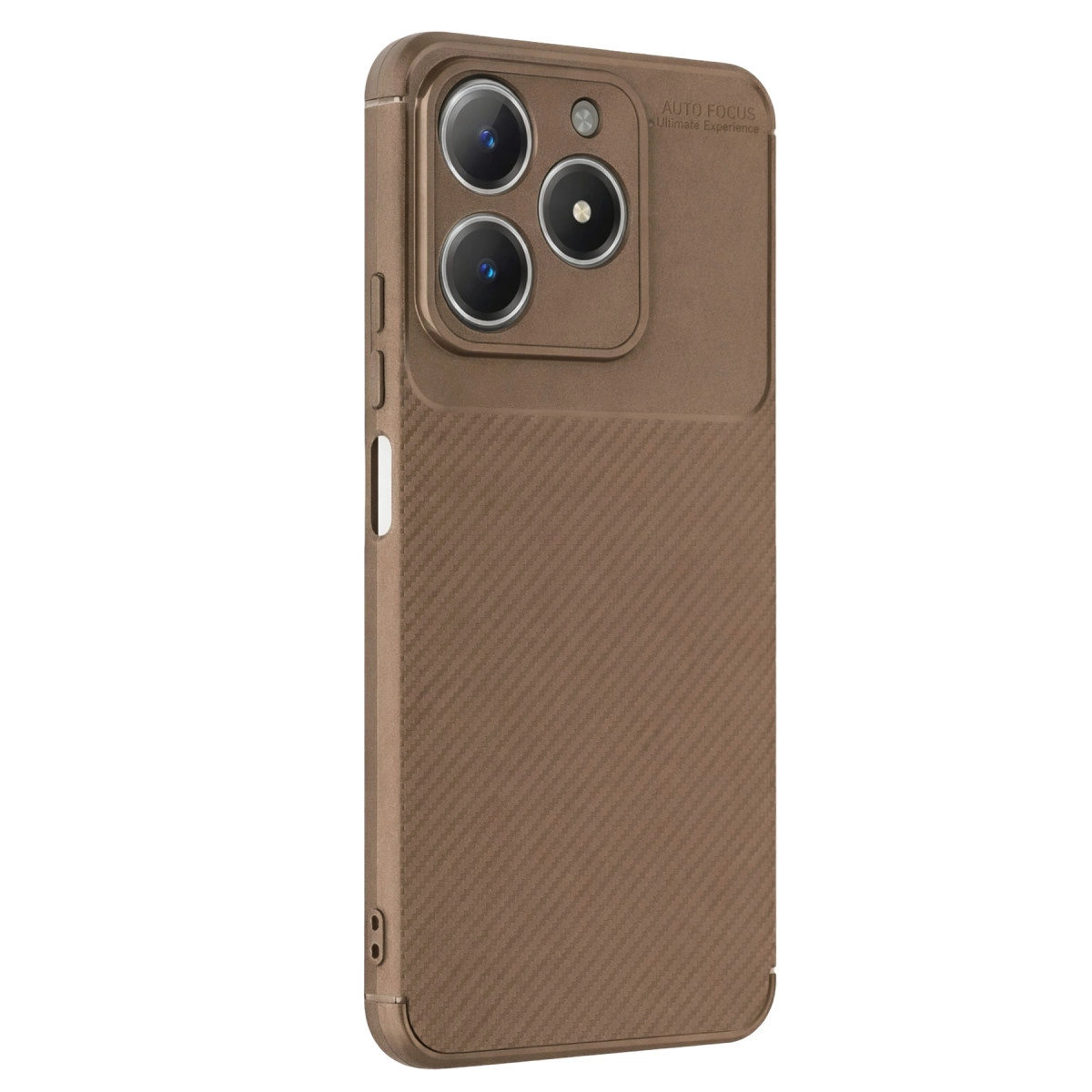 NEWFACE Realme C61 Uyumlu Auto Focus Karbon Kapak Telefon Kılıfı Kahverengi