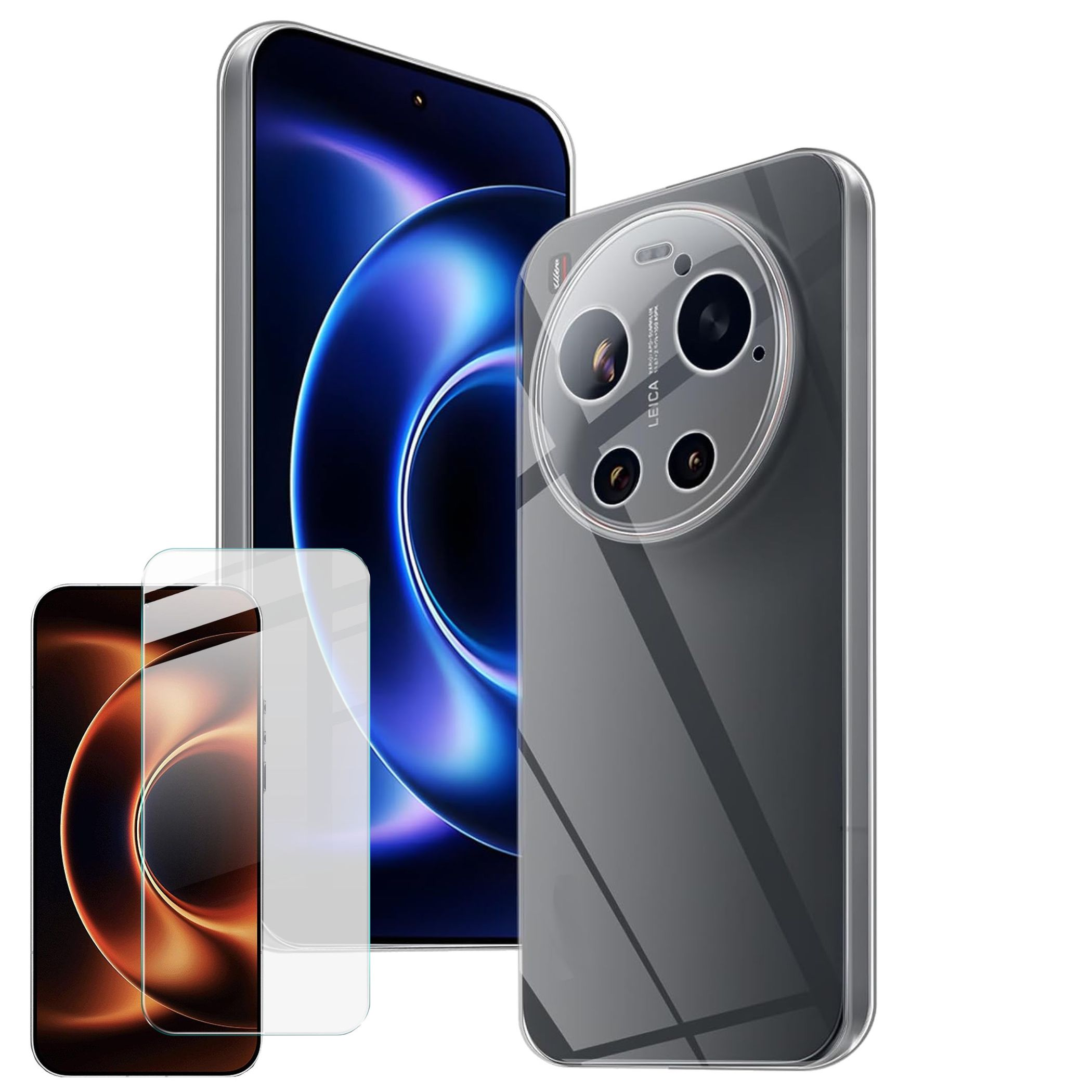 Ein Smartphone mit transparentem Gehäuse und Kameraobjektiven.