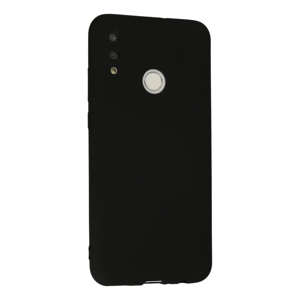 Arkada üç kamerası ve parmak izi sensörü bulunan siyah bir akıllı telefon.