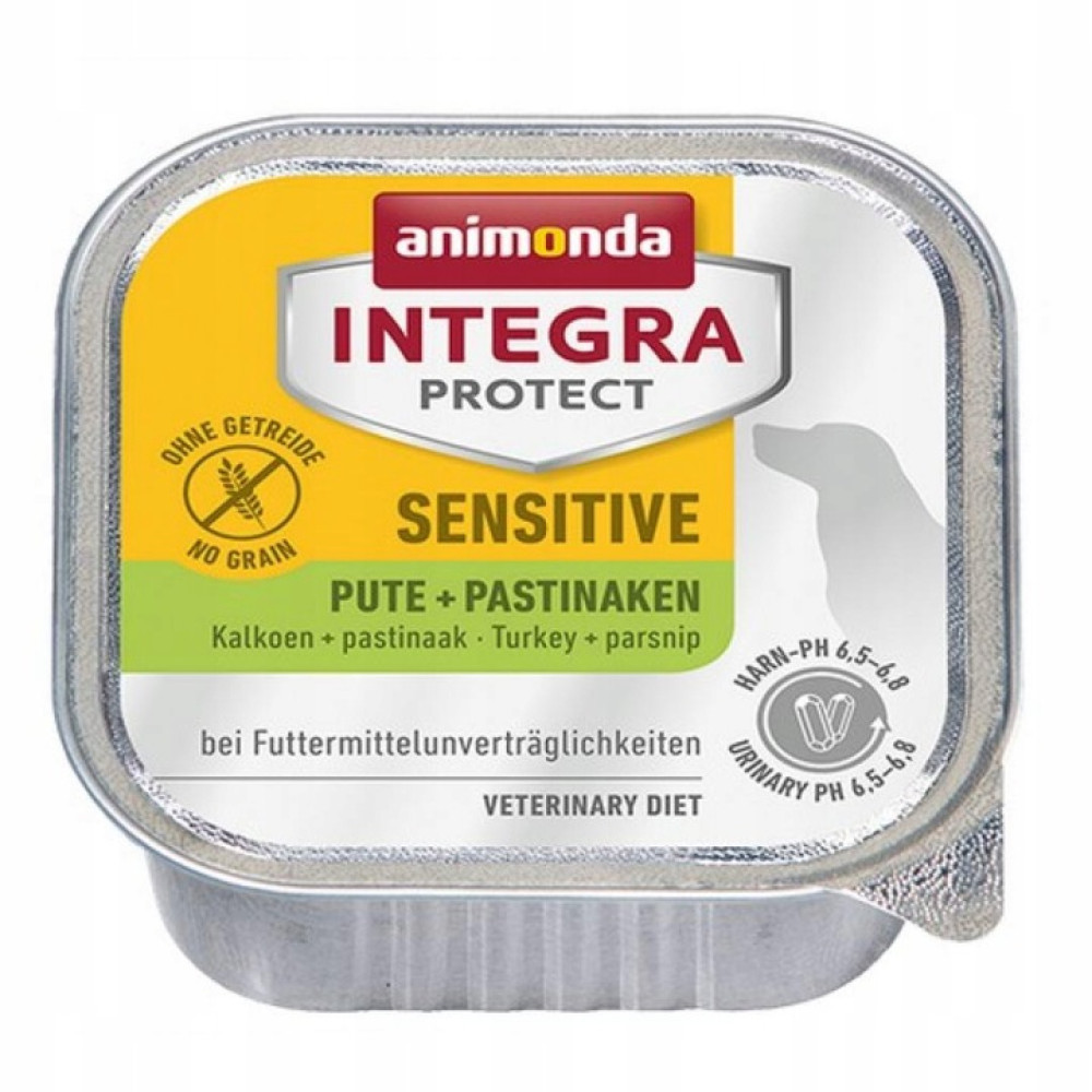 Animonda Integra Protect Sensitive Hundefutter mit Pute und Pastinaken, ohne Getreide.