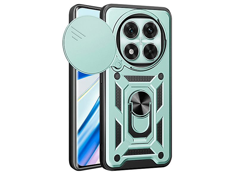 NEWFACE Xiaomi Redmi Note 14 Pro 4G Uyumlu Pars Lens Yüzüklü Silikon Telefon Kılıfı Yeşil