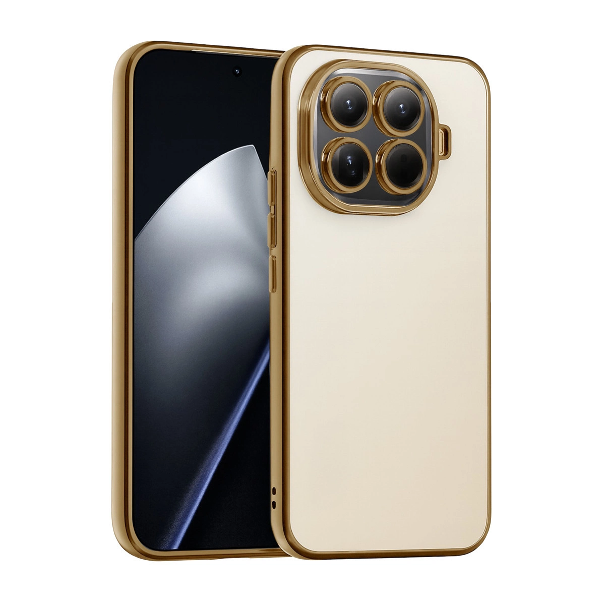 NEWFACE Xiaomi Mi 15 Pro Uyumlu Kamera Korumalı Lensli Silikon Telefon Kılıfı Gold