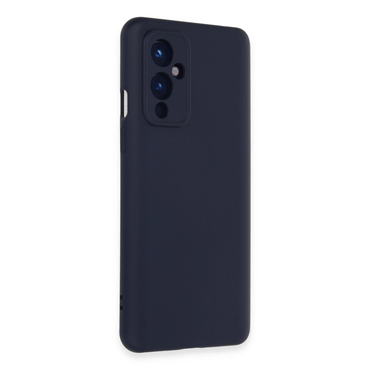 Arkada üçlü kamera kesimli lacivert telefon kılıfı.