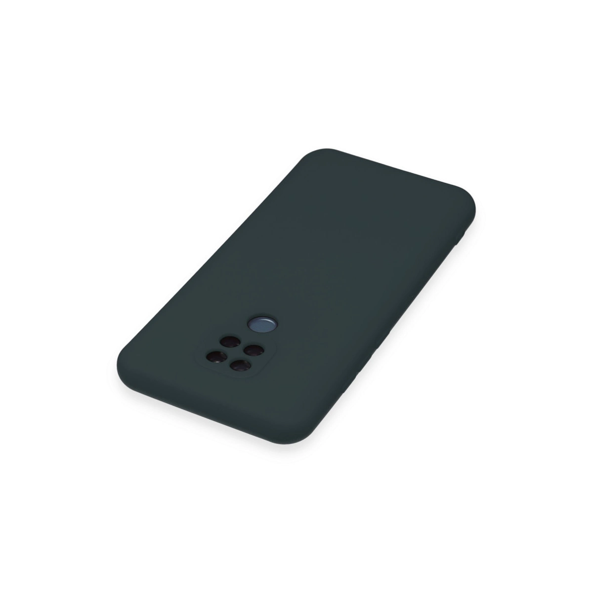 Kamera ve parmak izi sensörlü koyu gri telefon kılıfı.