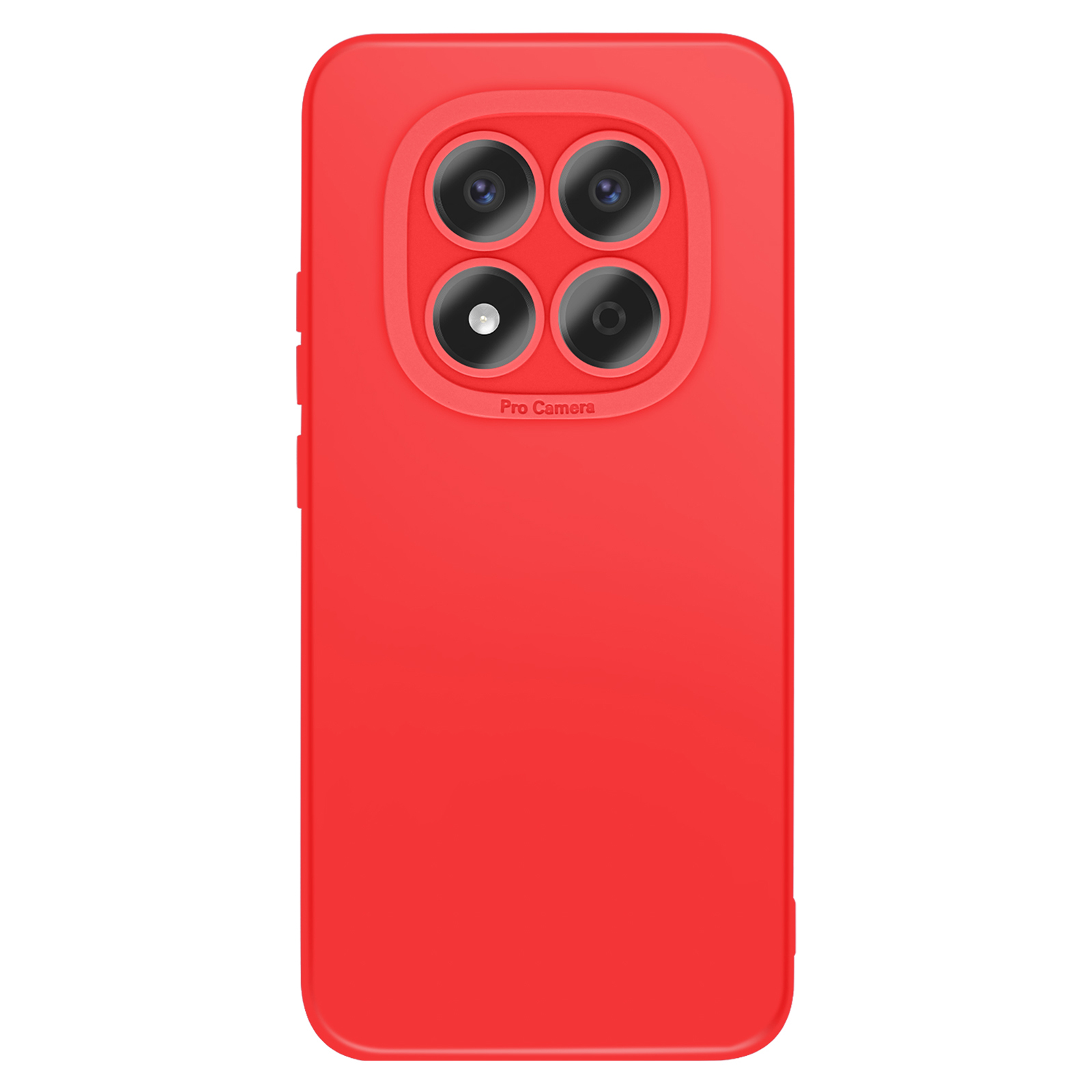 Coque de téléphone rouge avec quatre caméras et texte "Pro Camera".