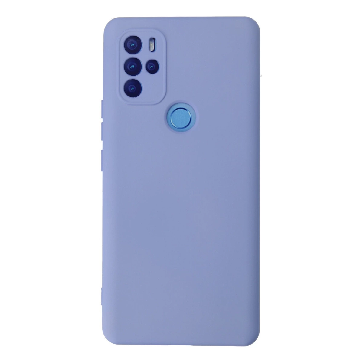 Kamera ünitesi ve parmak izi sensörlü lavanta rengi telefon kılıfı.