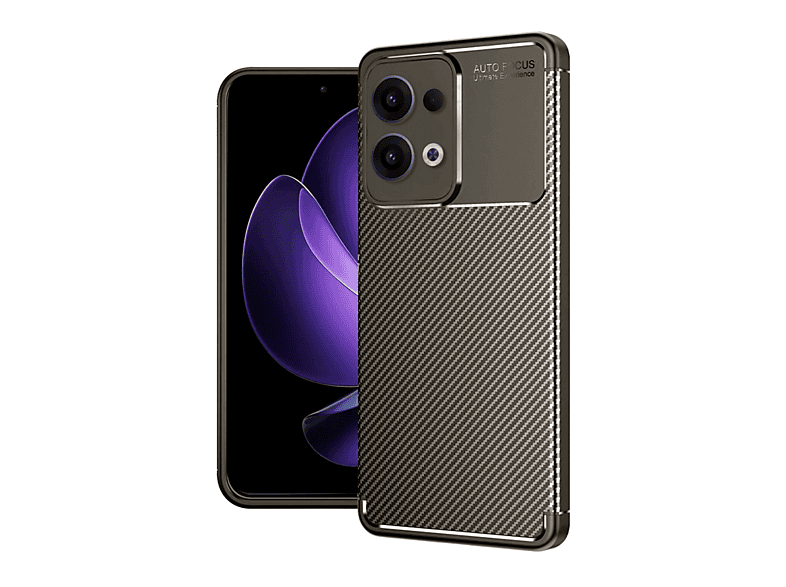NEWFACE Oppo Reno 13 Pro Uyumlu Auto Focus Karbon Kapak Telefon Kılıfı Kahverengi
