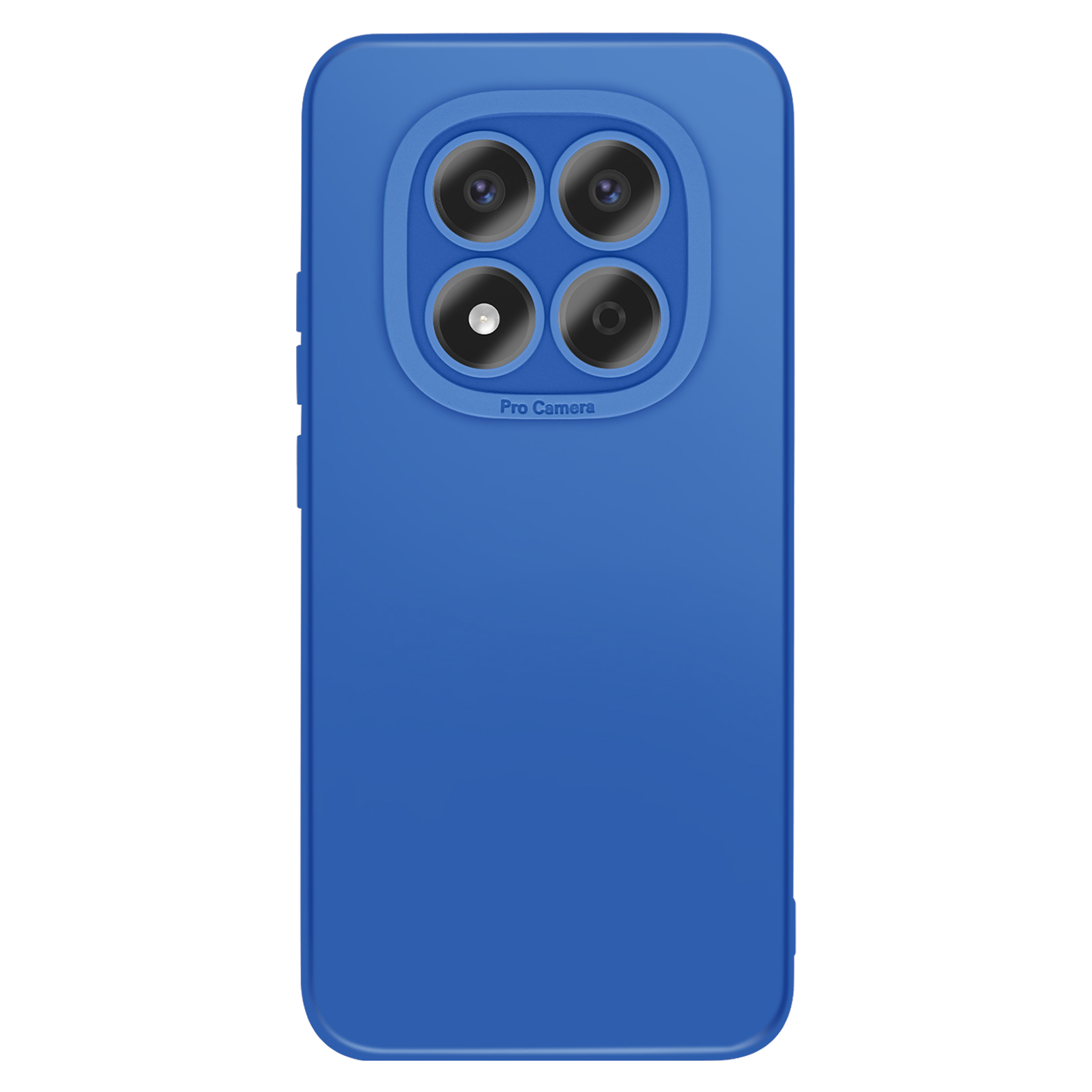 Smartphone bleu avec quatre caméras et texte « Pro Camera ».